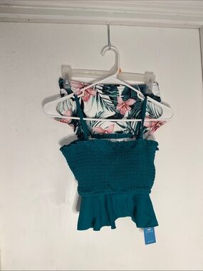 Cupshe High-Waist Tropical Floral Bikini Bottoms - Pink & Teal